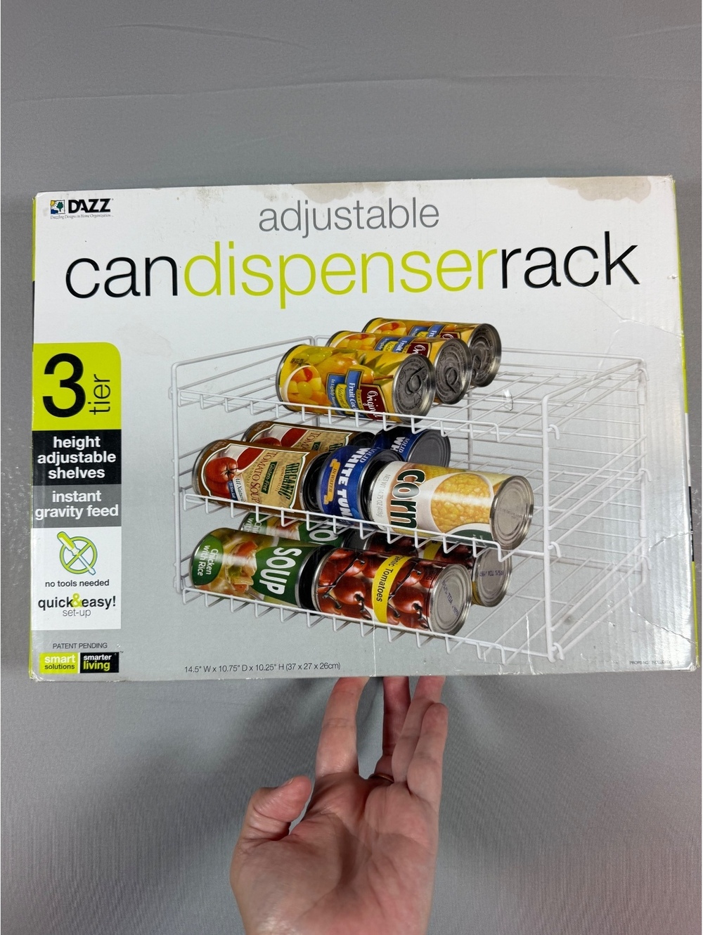 DAZZ Adjustable 3-Tier Can Dispenser Rack with Height Adjustable Shelves